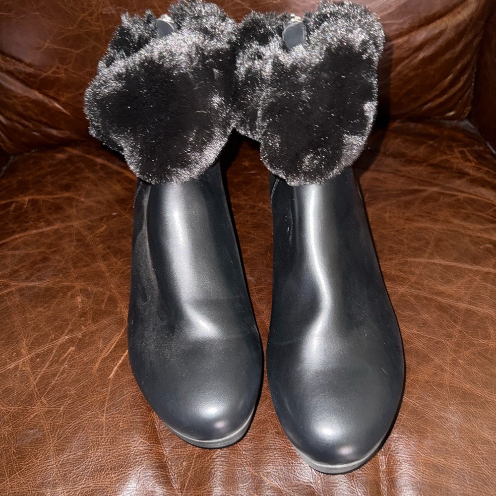 DKNY Black Fur-Trimmed Women's Boots